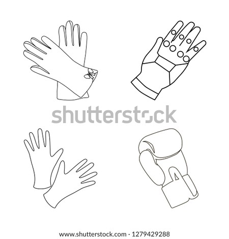 Vector design of knitted and keeper sign. Set of knitted and hand  stock symbol for web.