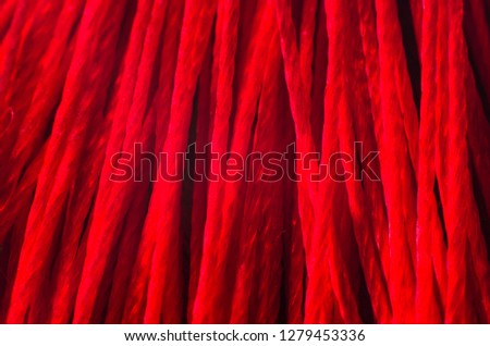 Background of red thin threads, large, macro