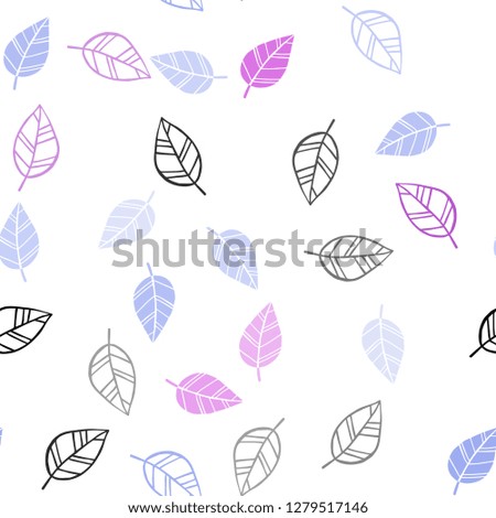 Light Pink, Blue vector seamless abstract background with leaves. Sketchy doodles with leaves on blurred background. Pattern for trendy fabric, wallpapers.