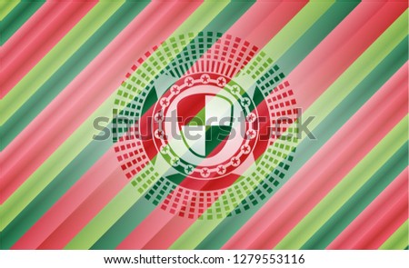 shield, safety icon inside christmas colors badge.