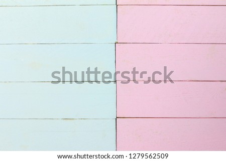 background picture of two tone of pastel color wood board of blue sky and pink color
