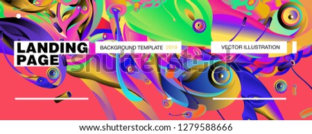 Vector Landing Page Background Template with Colorful Abstract liquid Illustration.