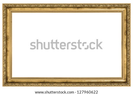large golden frame isolated on white background