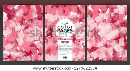 Set of colored pages with abstract rectangles. For magazine, poster, booklet,  brochure, cover and sheets.