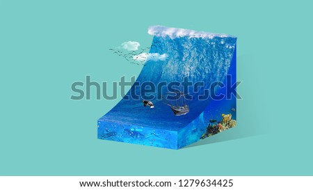 Digital Art Photo Manipulation, isometric 3d sea wave