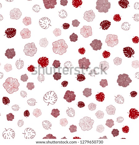 Dark Red vector seamless natural artwork with leaves, flowers. An elegant bright illustration with leaves and flowers. Design for wallpaper, fabric makers.