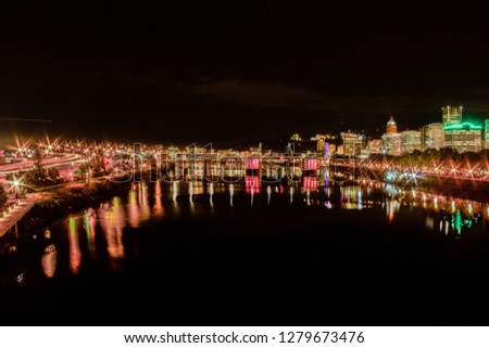 Portland Skyline and Waterfront at Night