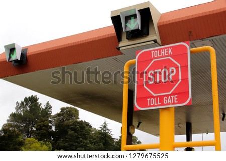 The Tsitsikamma toll gate stop sign on the garden route in South Africa. 