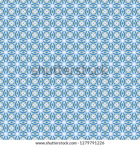 Vector illustration of dynamic composition made of white, yellow and blue colors rounded shapes lines in diagonal rhythm seamless pattern.