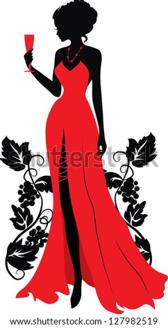 Silhouette of woman with wineglass.  Isabelle series