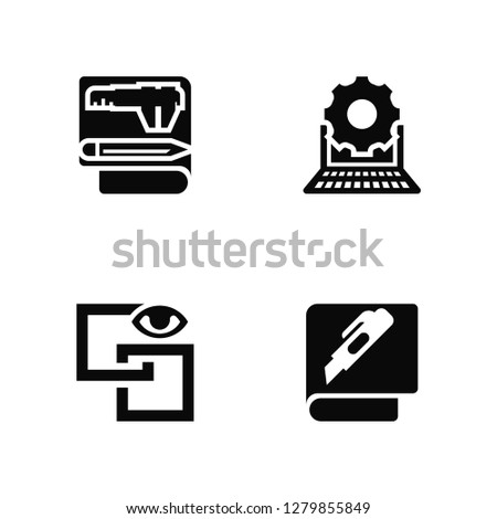 Vector Illustration Of 4 Icons. Editable Pack, Square, Laptop, undefined.