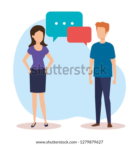couple talking with speech bubbles