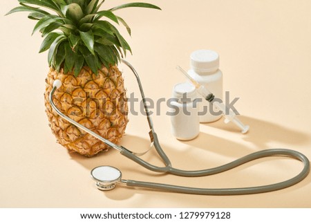 Healthy food in heart and cholesterol diet concept on pastel background