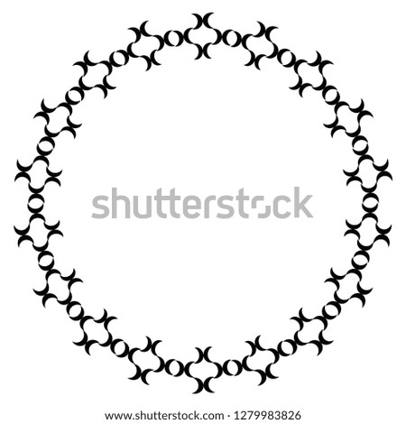 Islamic geometric figures ornament round frame. Arabic circle border. Vector and illustration.