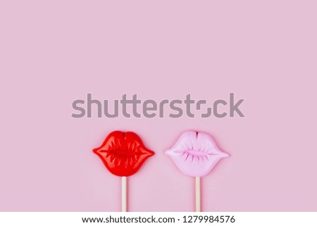 Colorful wedding accessories set on pink background