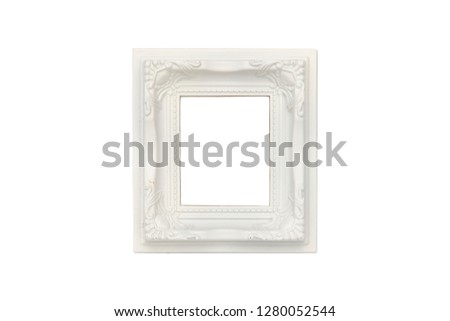 old white plastic picture frame, isolated on white