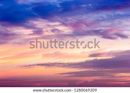 Cloudy sky and bright sunrise over the horizon.Wide photo.