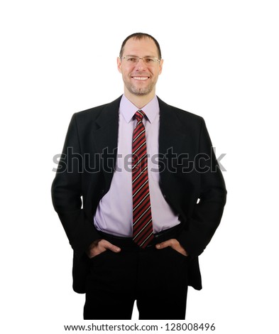 Smiling business man isolated on white background