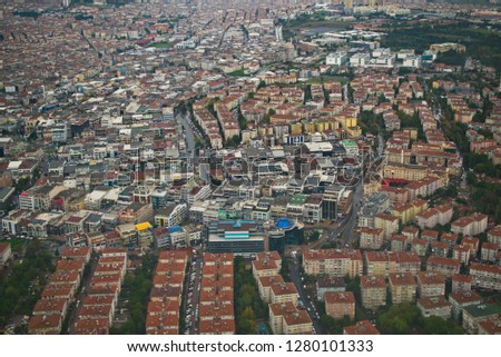 Aerial part of Istanbul city view. Hig population and buildings area