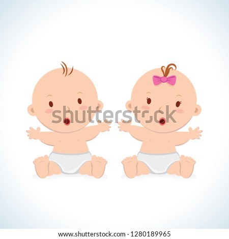 Cute Baby Sitting Cute Baby Boy And Girl Royalty Free Stock Vector Avopix Com