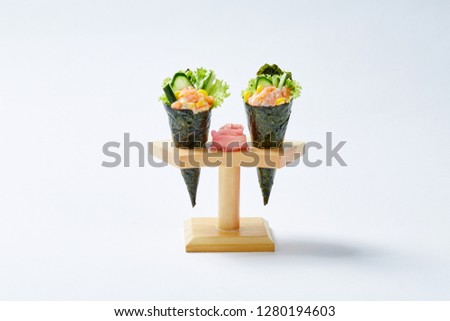 California roll on white background