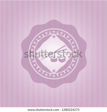 sushi icon inside pink icon or emblem