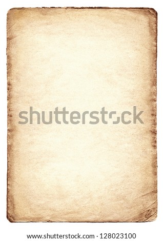 Old paper isolated on white background Royalty-Free Stock Photo #128023100