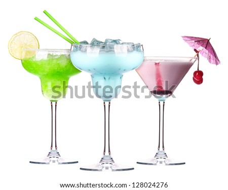 alcoholic cocktail set isolated on white background