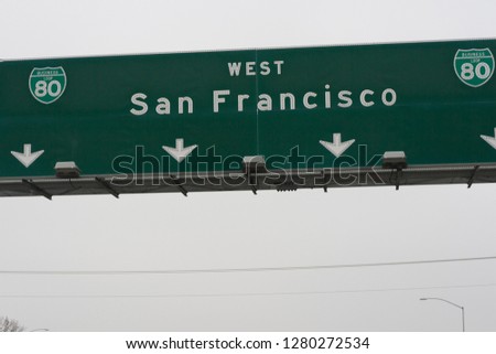 Freeway sign for San Francisco West. 