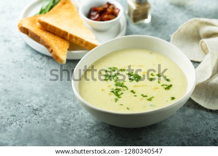 Homemade creamy asparagus soup