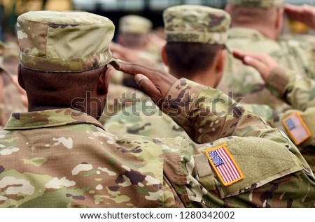 US soldier salute. US army. US troops. Military of USA. Royalty-Free Stock Photo #1280342002