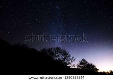 Night sky milky way long exposure during winter photo