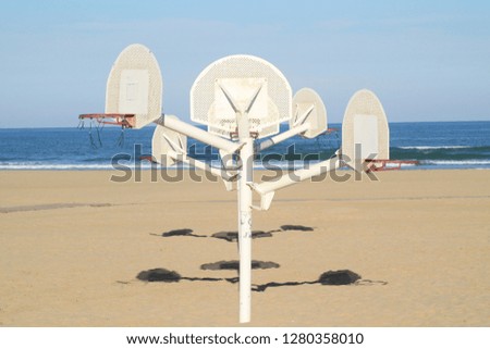 basketball net on the beach 