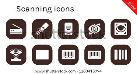  scanning icon set. 10 filled scanning icons. Simple modern icons about  - Scan, Metal detector, Barcode, Eye scan