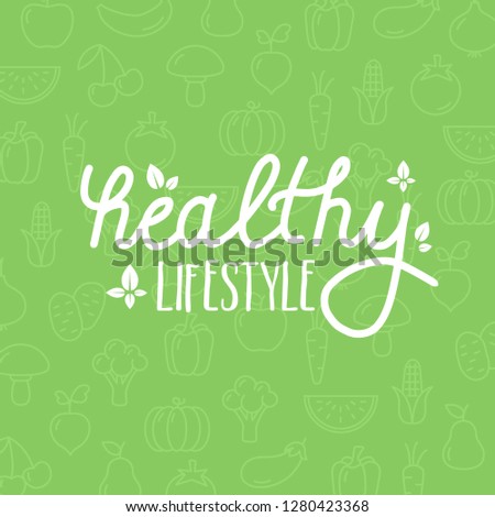 Healthy lifestyle vector background - can illustrate any topics about healthy diet, eating, vegetarian or vegan lifestyle or sustainable agriculture
