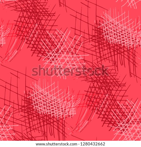 Various Hatches. Seamless Texture with chaotic Hand Drawn Lines. Modern Background for Curtain, Dress, Tablecloth. Vertical, Horizontal and Diagonal Strokes. Grunge Vector Texture