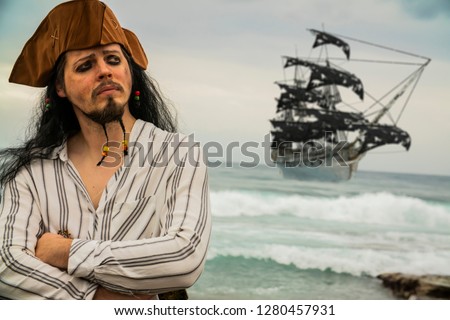 Portrait of handsome male pirate