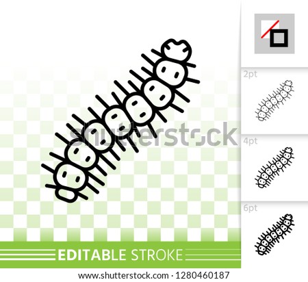 Caterpillar thin line icon. Outline web sign of worm. Grub linear pictogram with different stroke width. Simple vector symbol, transparent background. Centipede editable stroke icon without fill