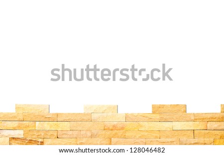 Crashed brick wall texture on white background with clipping path