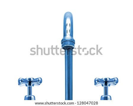 Water faucets isolated against a white background