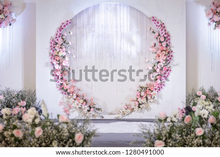 wedding backdrop with flower and wedding decoration