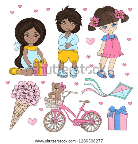 DREAM HOLIDAY Valentine’s Day Vector Illustration Set for Print, Decorations and Design.