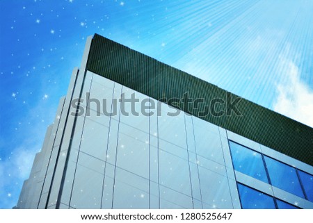 Sky with the stars above a office building.