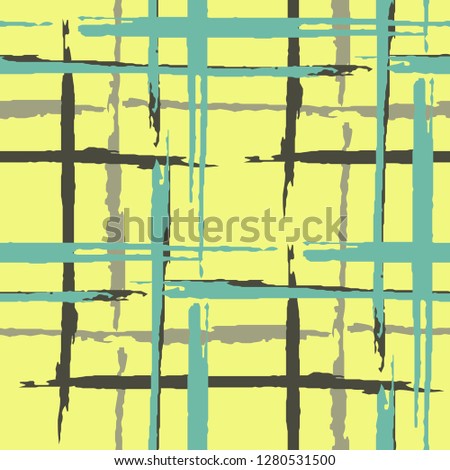 Tartan. Seamless Background with Stripes. Abstract Texture with Horizontal and Vertical Brush Strokes. Scribbled Grunge Rapport for Chintz, Curtain, Paper. Scottish Motiff. Vector Texture.