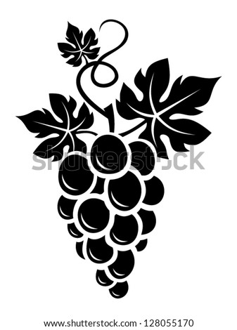 Black silhouette of grapes. Vector illustration. Royalty-Free Stock Photo #128055170