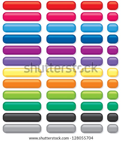 3D rectangular buttons of various colors and sizes Royalty-Free Stock Photo #128055704