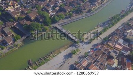 Aerial view of Hoi An old town or Hoian ancient town. Royalty high-quality free stock photo image of Hoi An old town. HoiAn is UNESCO world heritage, one of the most popular destinations in Vietnam
