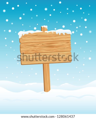 Blank Wooden Sign in Snow illustration
