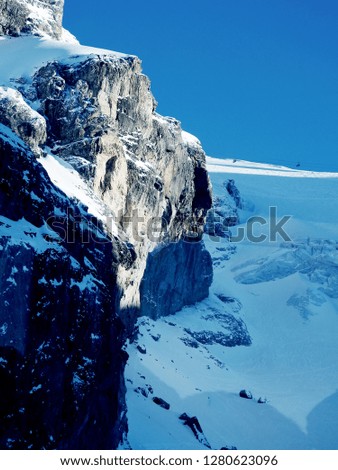 Beautiful Switzerland during winter / Alpine refers to the Alps, a European mountain range
