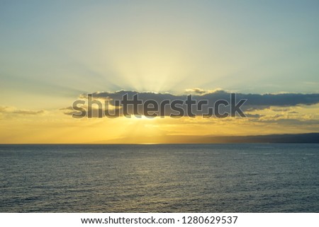 The sun rise of Jamaica coast at Caribbean sea ocean